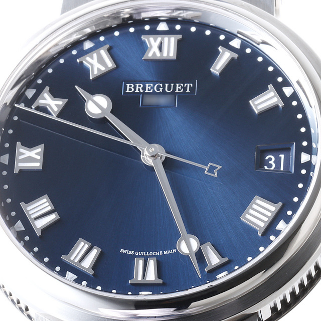 ブレゲ マリーン3 5517ti ラバーベルト ネイビー レギュラーサイズ 5517TI/Y1/5ZU ブルー Breguet（ブレゲ）マリーン5517 中古