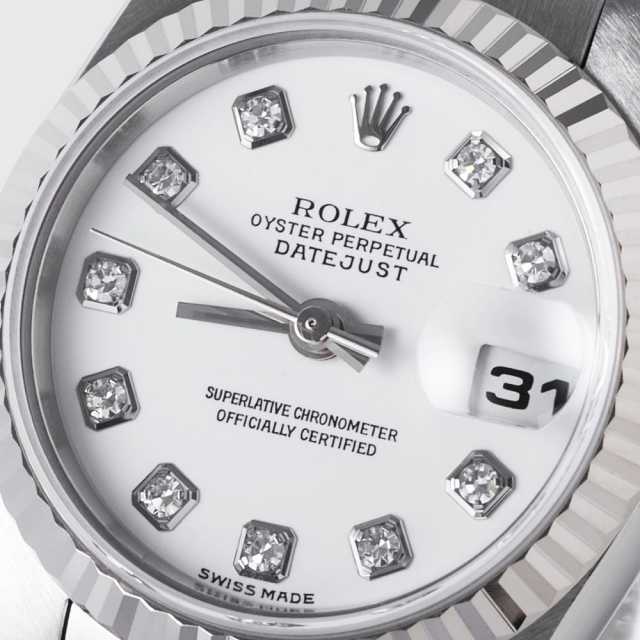 ロレックス デイトジャスト 10Pダイヤ 79174G ホワイト A番 レディース 中古 腕時計 79174G ホワイト ROLEX（ロレックス）デイトジャスト 10Pダイヤ 中古