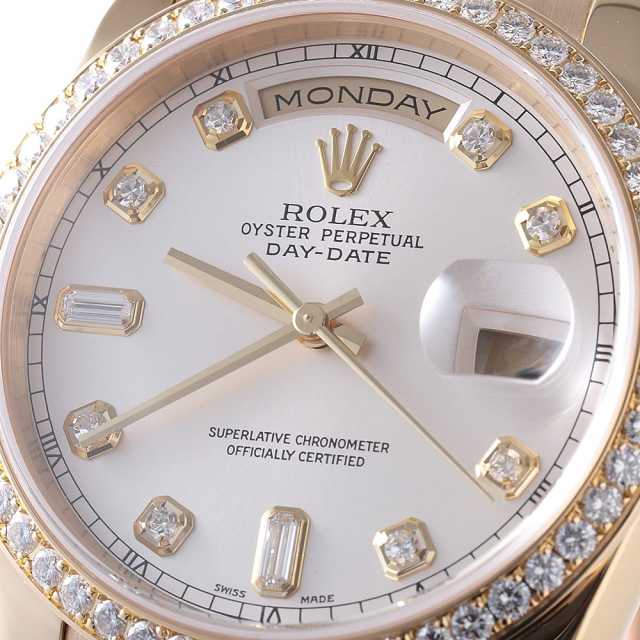 w*0様 タイムセール中！純正品 中古 ROLEX silverリューズ デイト 118348A シルバー ROLEX（ロレックス）デイデイト ベゼルダイヤ