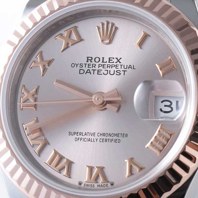 ロレックス ROLEX デイトジャスト ランダムシリアル 279171 サンダスト文字盤 オイスターブレス PG/SS 自動巻き レディース 腕時計 ROLEX - ロレックス ROLEX デイトジャスト28 サンダスト 279171 ライト