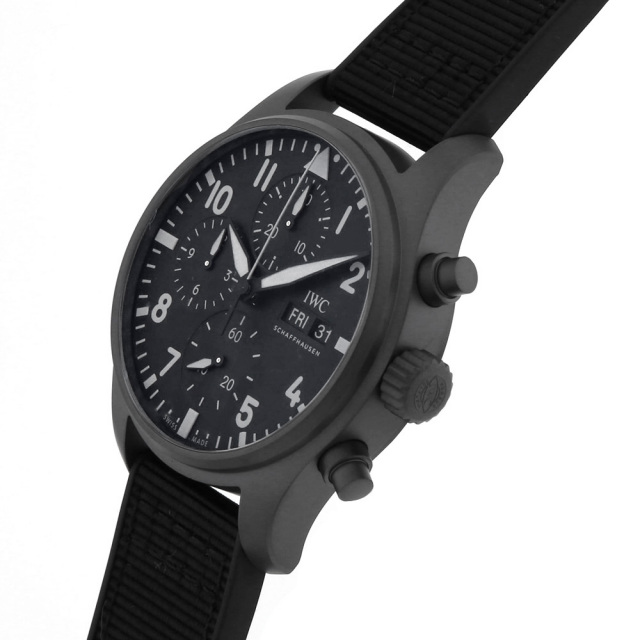 IW388106 ブラック IWC パイロットウォッチ クロノグラフ41 トップガン 