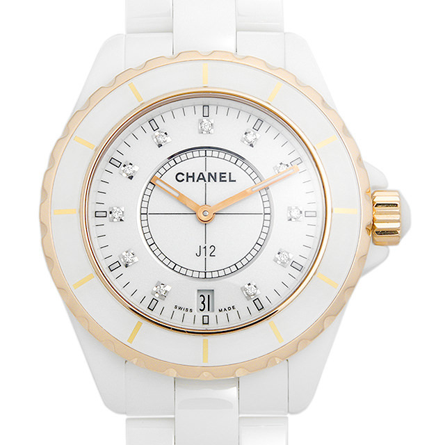 時計 Chanel swiss H2180 CHANEL（シャネル） J12 白セラミック 11Pダイヤ 中古