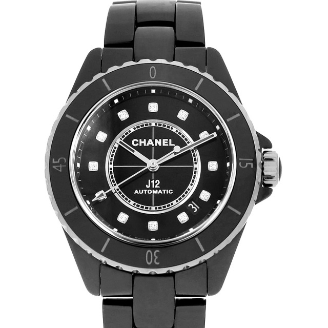 H5702 ブラック CHANEL（シャネル）J12 黒セラミック 12Pダイヤ 中古 
