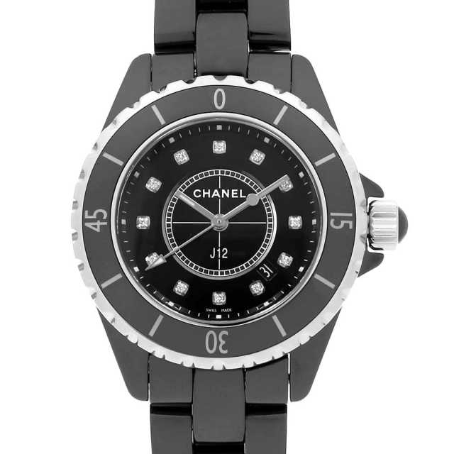 H1625 ブラック CHANEL（シャネル）J12 黒セラミック 12Pダイヤ 中古 
