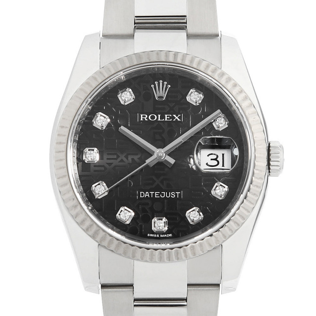 116234G ブラック ROLEX（ロレックス）デイトジャスト 10Pダイヤ 中古  