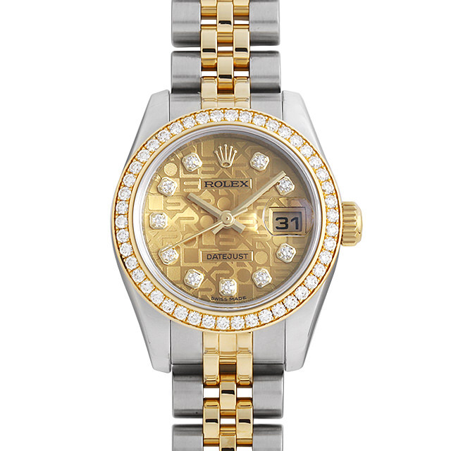 【鑑定済み】ロレックス ・デイトジャスト 10P シャンパン 彫りコンピューター 69178G シャンパン ROLEX（ロレックス）デイトジャスト 10Pダイヤ 中古