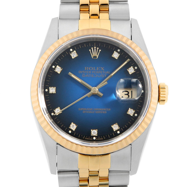 16233G ブルー ROLEX（ロレックス）デイトジャスト 10Pダイヤ 中古 