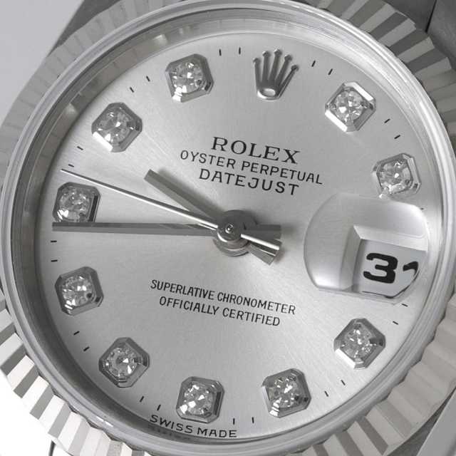 ROLEX ロレックスデイトジャスト壁掛け時計　ホワイト×シルバー　新品未使用 69174G シルバー ROLEX（ロレックス）デイトジャスト 10Pダイヤ 中古