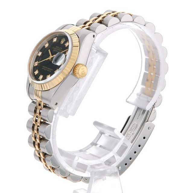 ROLEX ロレックス 腕時計 デイトジャスト 10Pダイヤ U番 69173G ブラック ROLEX（ロレックス）デイトジャスト 10Pダイヤ 中古