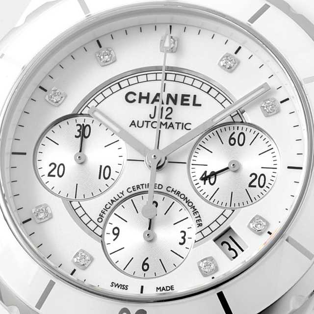 H2009 ホワイト CHANEL（シャネル）J12 クロノグラフ 9Pダイヤ 中古