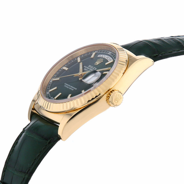 美品 ロレックス 革ベルト 118138 ROLEX 20mm お洒落なグリーンで彩られた最高峰モデル Ref.118138