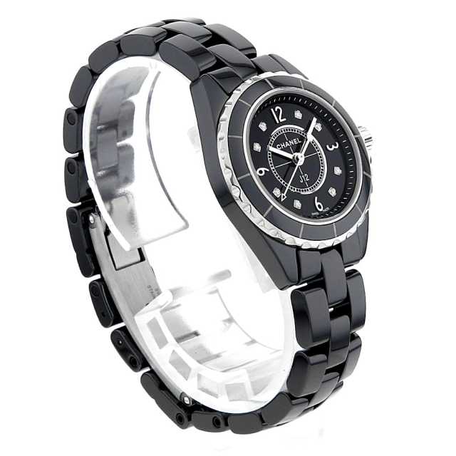 Rei。美品 CHANEL時計 J12 12Pブラック H1625 CHANEL/シャネル】 J12 H1625 ブラック 腕時計 セラミック