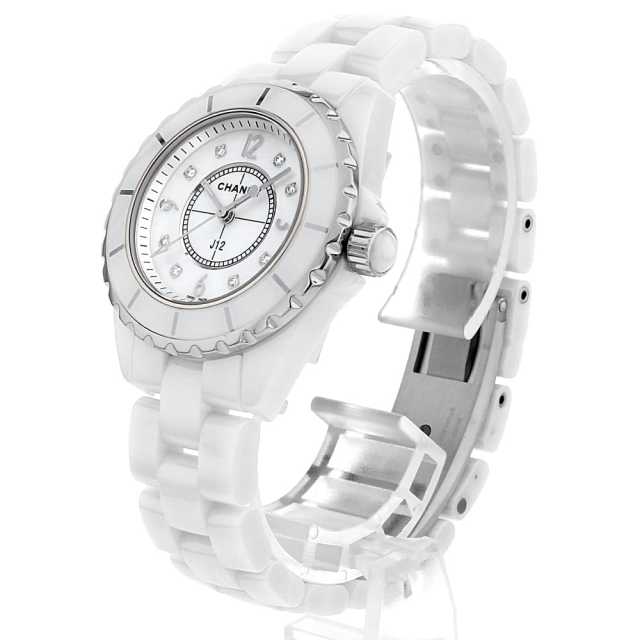 専用！！　CHANEL J12H ホワイトシェル腕時計　美品 楽天市場】シャネル 時計 レディース J12 デイト 33mm 2重ダイヤ