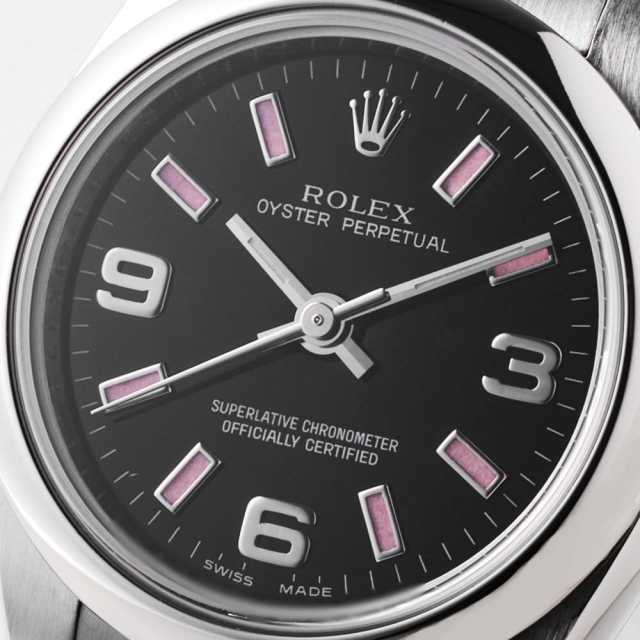 ロレックス ROLEX オイスター パーペチュアル 腕時計 時計 ステンレススチール レディース ブラック系 176200 【中古】 ロレックス レディース オイスターパーペチュアル 176200 Z番 - 腕時計
