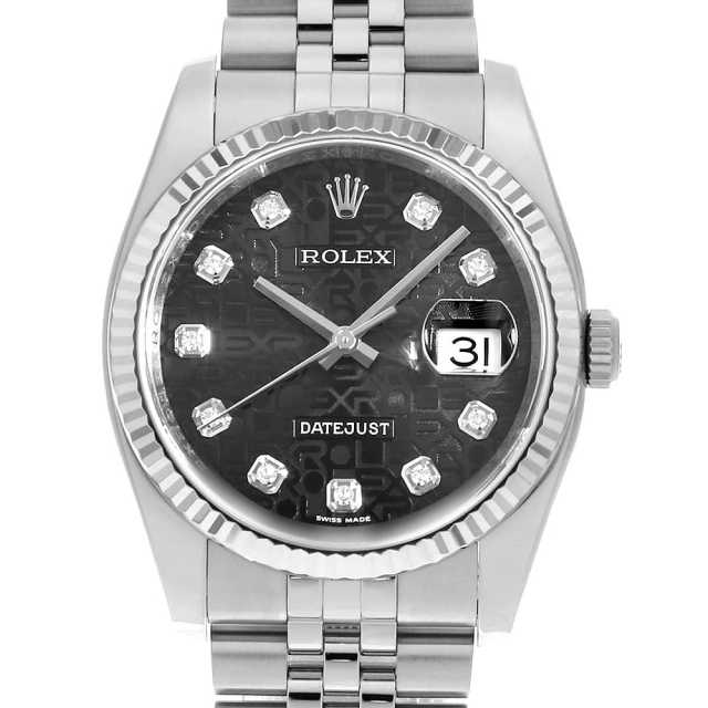 116234G ブラック ROLEX（ロレックス）デイトジャスト 10Pダイヤ 中古  