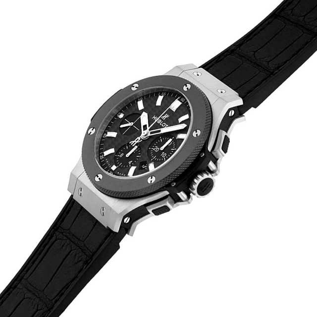 ウブロ HUBLOT ビッグバン ブラックレザー&ラバー ストラップ 中古 301.SM.1770.RX ブラック HUBLOT（ウブロ）ビッグバン スティール