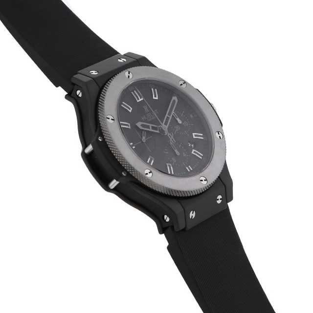ウブロ HUBLOT ビッグバン ブラックレザー&ラバー ストラップ 中古 中古)HUBLOT ウブロ ビッグバン オールブラック ブラックキャラット