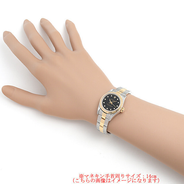 ロレックス オイスターパーペチュアル 11Pダイヤ 67193G ブラック 5列 ジュビリーブレス T番 レディース 中古 腕時計 ROLEX - ロレックス オイスターパーペチュアル 11Pダイヤ 67193G