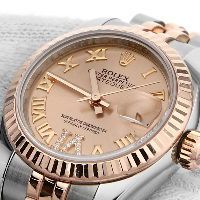 ロレックス デイトジャスト VIダイヤ 179171 ピンク ローマ ランダム番 レディース 中古 腕時計 179171 ピンク ROLEX（ロレックス）デイトジャスト VIダイヤ 中古