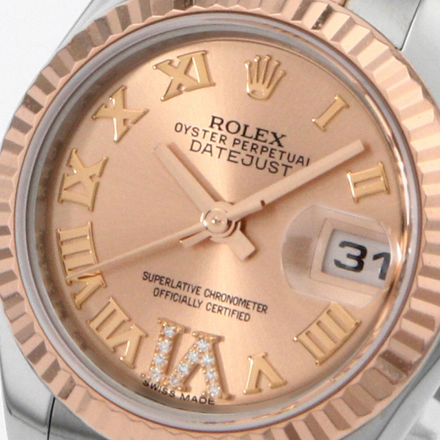 ロレックス デイトジャスト VIダイヤ 179171 ピンク ローマ ランダム番 レディース 中古 腕時計 179171 ピンク ROLEX（ロレックス）デイトジャスト VIダイヤ 中古