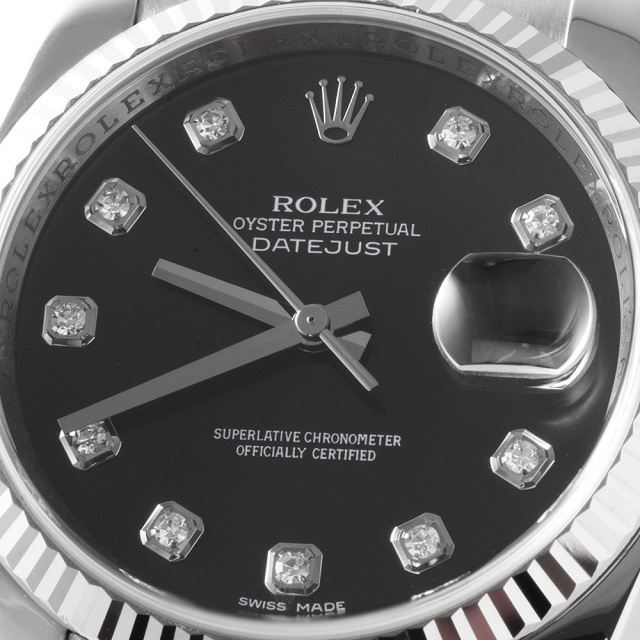116234G ブラック ROLEX（ロレックス）デイトジャスト 10Pダイヤ 中古  