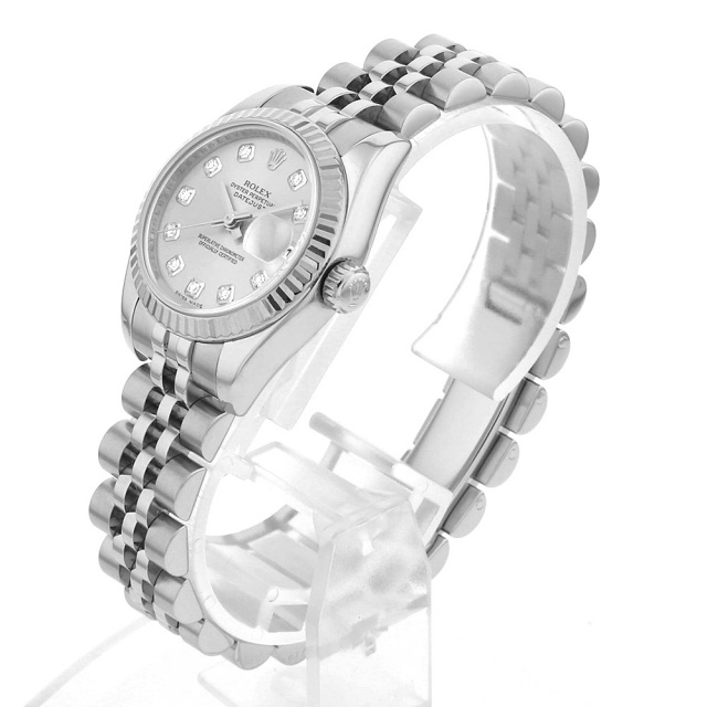 ロレックス デイトジャスト 10Pダイヤ 69174G グレー R番 レディース 中古 腕時計 69174G グレー ROLEX（ロレックス）デイトジャスト 10Pダイヤ 中古