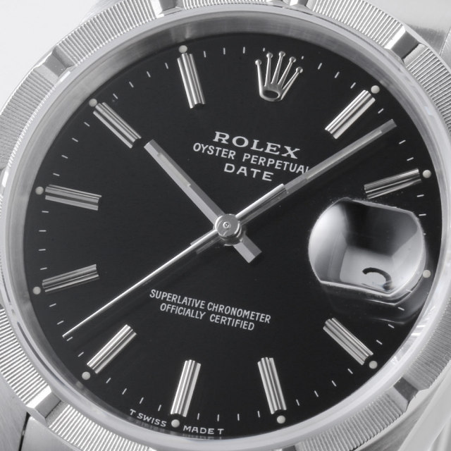 ロレックス オイスターパーペチュアル デイト 15200 ブラック バー F番  