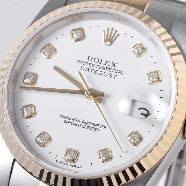 【GINGER掲載商品】 16233G ホワイト ROLEX（ロレックス）デイトジャスト 10Pダイヤ 本体