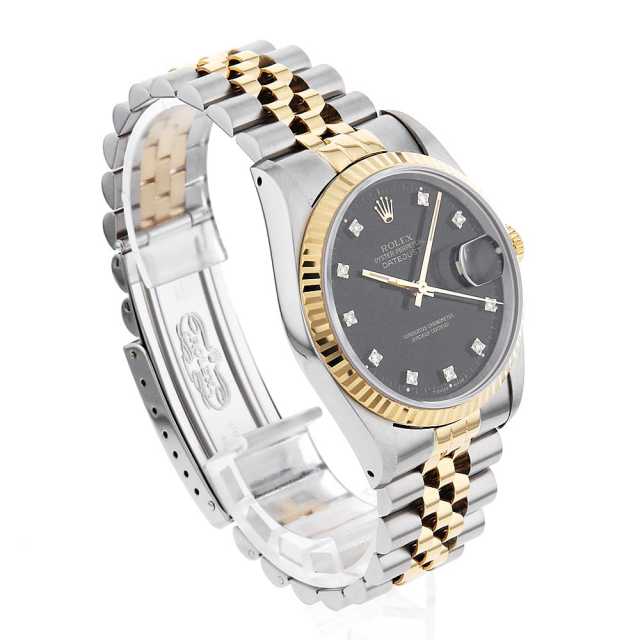 16233G ブラック ROLEX(ロレックス)デイトジャスト 10Pダイヤ 中古 16233G ブラック ROLEX(ロレックス)デイトジャスト 10Pダイヤ 中古