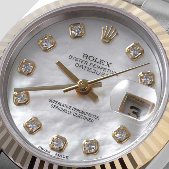 69173NG ホワイトシェル ROLEX（ロレックス）デイトジャスト 10Pダイヤ