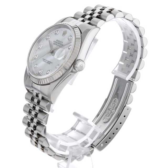 ROLEX ロレックスデイトジャスト壁掛け時計　ホワイト×シルバー　新品未使用 69174G シルバー ROLEX（ロレックス）デイトジャスト 10Pダイヤ 中古