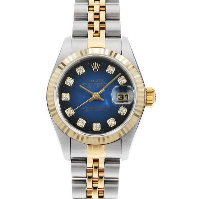 【OH済】ロレックス デイトジャスト 10P 新ダイヤ ブルー文字盤 コンビ　79173G レディース 腕時計 ROLEX 時計 ROLEX - 【OH済】ロレックス デイトジャスト 10P 新ダイヤ ブルー文字