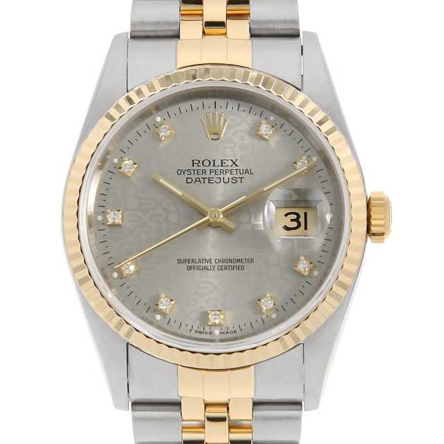 ロレックス ROLEX メンズ16233G コンビ 中古 16233G シルバー ROLEX（ロレックス）デイトジャスト 10Pダイヤ 中古