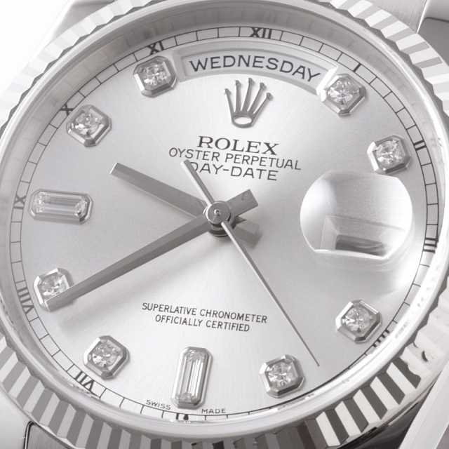 118239A シルバー ROLEX（ロレックス）デイデイト 8Pダイヤ 2Pバゲット