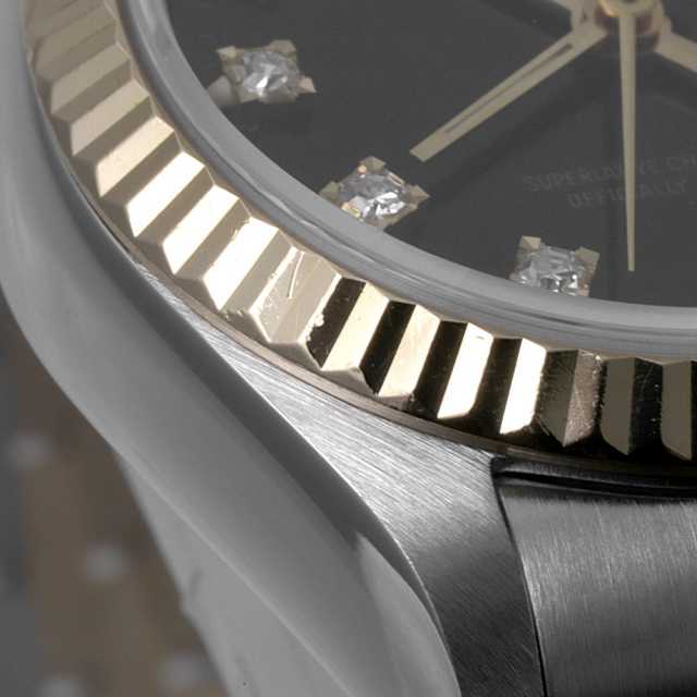 ロレックス デイトジャスト 10Pダイヤ 69173G ブラック X番 レディース 中古 腕時計 69173G ブラック ROLEX（ロレックス）デイトジャスト 10Pダイヤ 中古