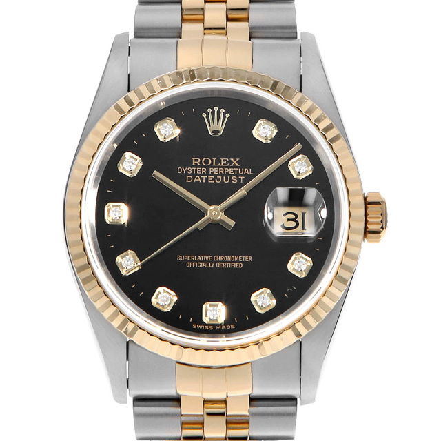 16233G ブラック ROLEX（ロレックス）デイトジャスト 10Pダイヤ 中古
