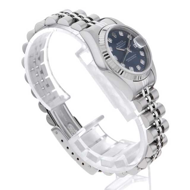 ロレックス デイトジャスト 10Pダイヤ 79174G シルバー 彫りコンピューター F番 レディース 中古 腕時計 ROLEX（ロレックス） デイトジャスト 10Pダイヤ 79174G シルバー 彫り