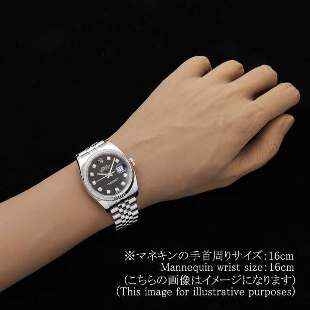 yasuロレックスデイトジャスト 116234G 本物 美品２分の1 116234G ブラック ROLEX（ロレックス）デイトジャスト 10Pダイヤ 中古