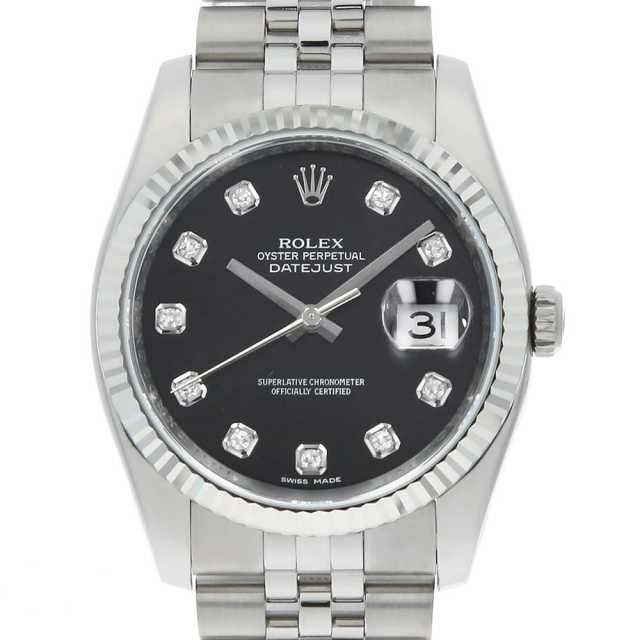 116234G ブラック ROLEX（ロレックス）デイトジャスト 10Pダイヤ 中古