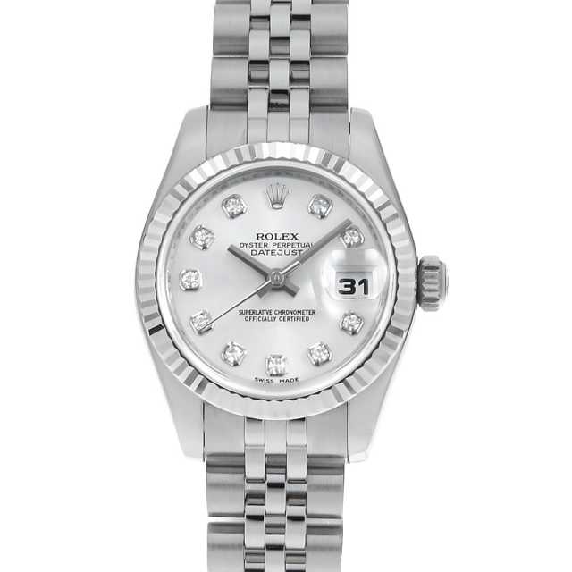 Rolex Datejust 10P Diamond 179174G Silver 5-Row Jubilee bracelet Z Serial Used Ladies
