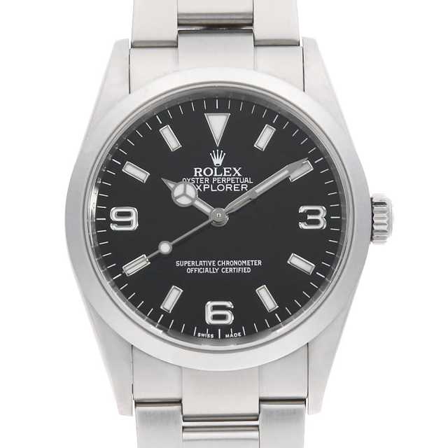 ROLEX Explorer I 114270 Black, M serial number, Used men's watch.