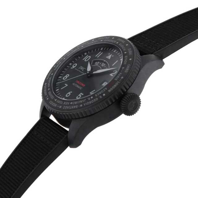 IW395505 ブラック IWC パイロットウォッチ タイムゾーナー トップガン