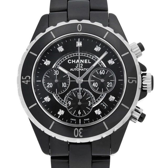 H2419 ブラック CHANEL（シャネル）J12 クロノグラフ 9Pダイヤ 中古  