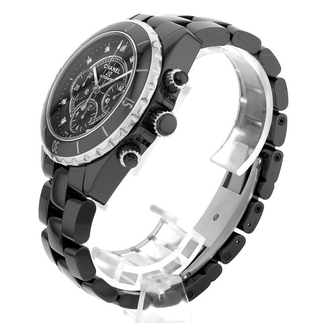 H2419 ブラック CHANEL（シャネル）J12 クロノグラフ 9Pダイヤ 中古 
