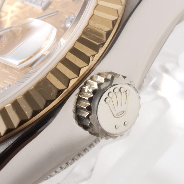 ロレックス デイトジャスト 10Pダイヤ トリドール 69179G BIC コパー ホリコンピュータ X番 中古 レディースΩ ロレックス デイトジャスト 10Pダイヤ トリドール 69179G BIC 仕上げでは取り切れない傷が残ります 特筆すべきダメージはございません