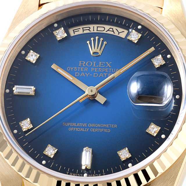 18238A ブルー ROLEX（ロレックス）デイデイト 8Pダイヤ 2Pバゲット