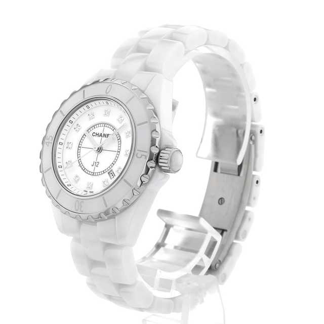 シャネル H1628 J12 白セラミック 12Pダイヤ クォーツ レディース CHANEL シャネル H1628 J12 白セラミック 12Pダイヤ クォーツ
