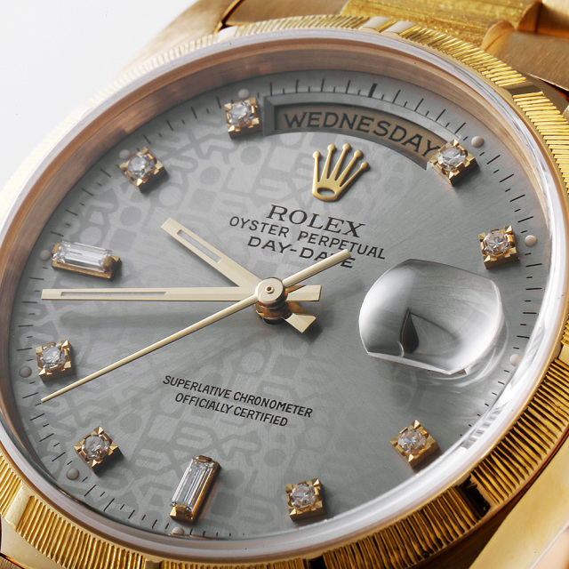 【2025年最新】海外限定の人気アイテム 18248A グレー ROLEX（ロレックス）デイデイト バーク 8Pダイヤ 時計