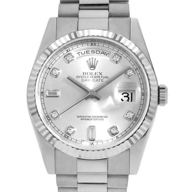 118239A シルバー ROLEX（ロレックス）デイデイト 8Pダイヤ 2P