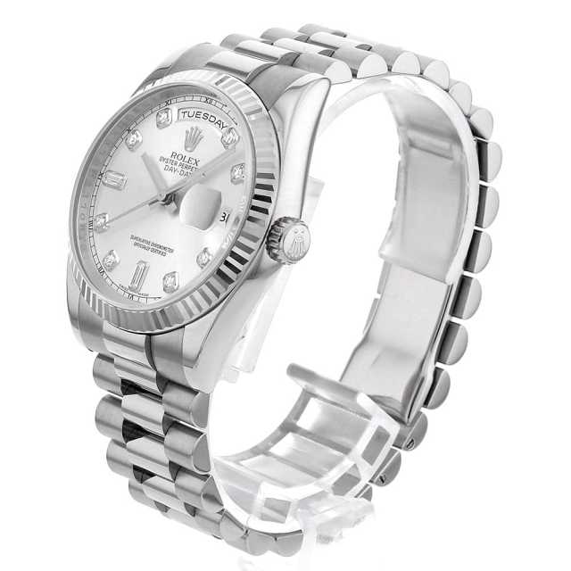 118239A シルバー ROLEX（ロレックス）デイデイト 8Pダイヤ 2P